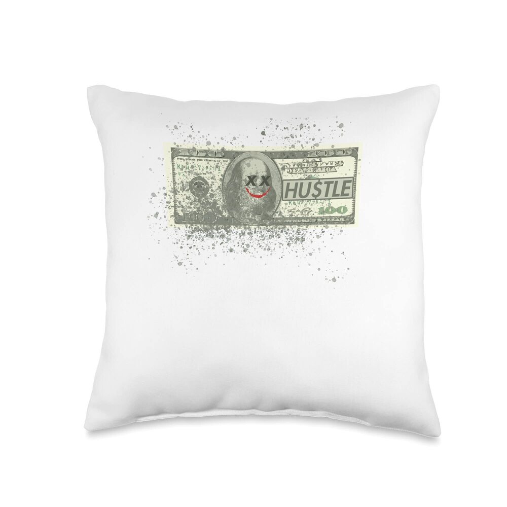 3098 Evil Hustle Clown Face Grind Benjis Throw Pillow